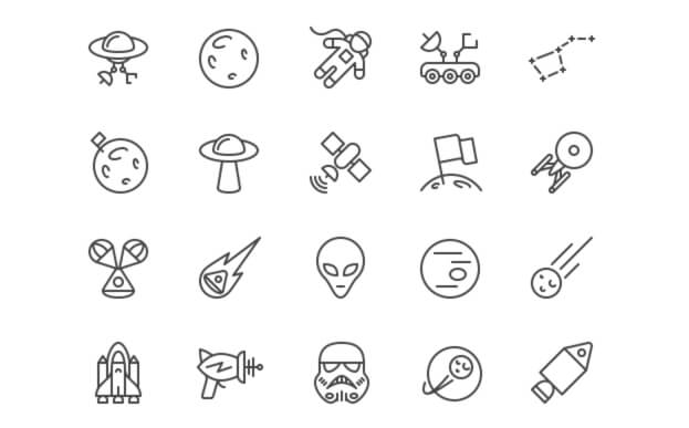 PixelLove: Space iOS Line Icons