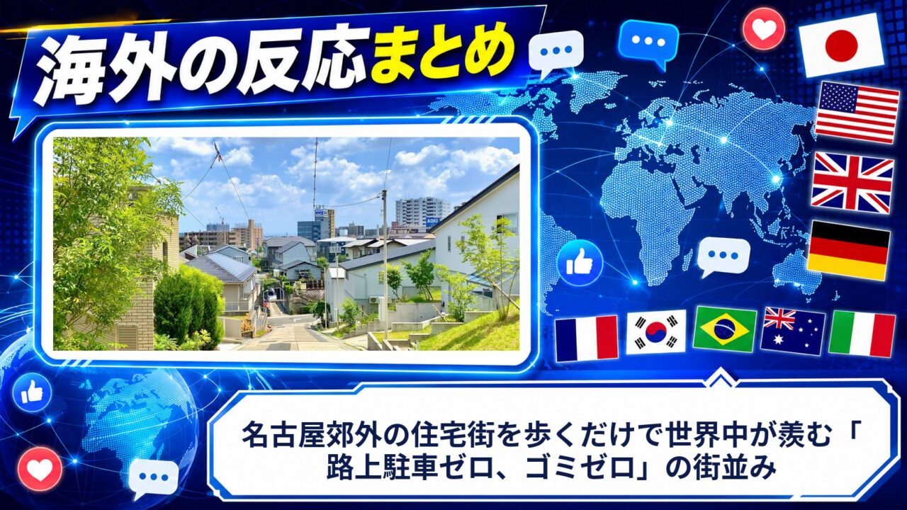 【海外の反応】名古屋郊外の住宅街を歩くだけで世界中が羨む「路上駐車ゼロ、ゴミゼロ」の街並み