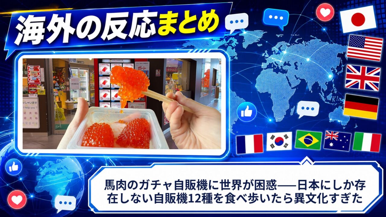 【海外の反応】馬肉のガチャ自販機に世界が困惑——日本にしか存在しない自販機12種を食べ歩いたら異文化すぎた