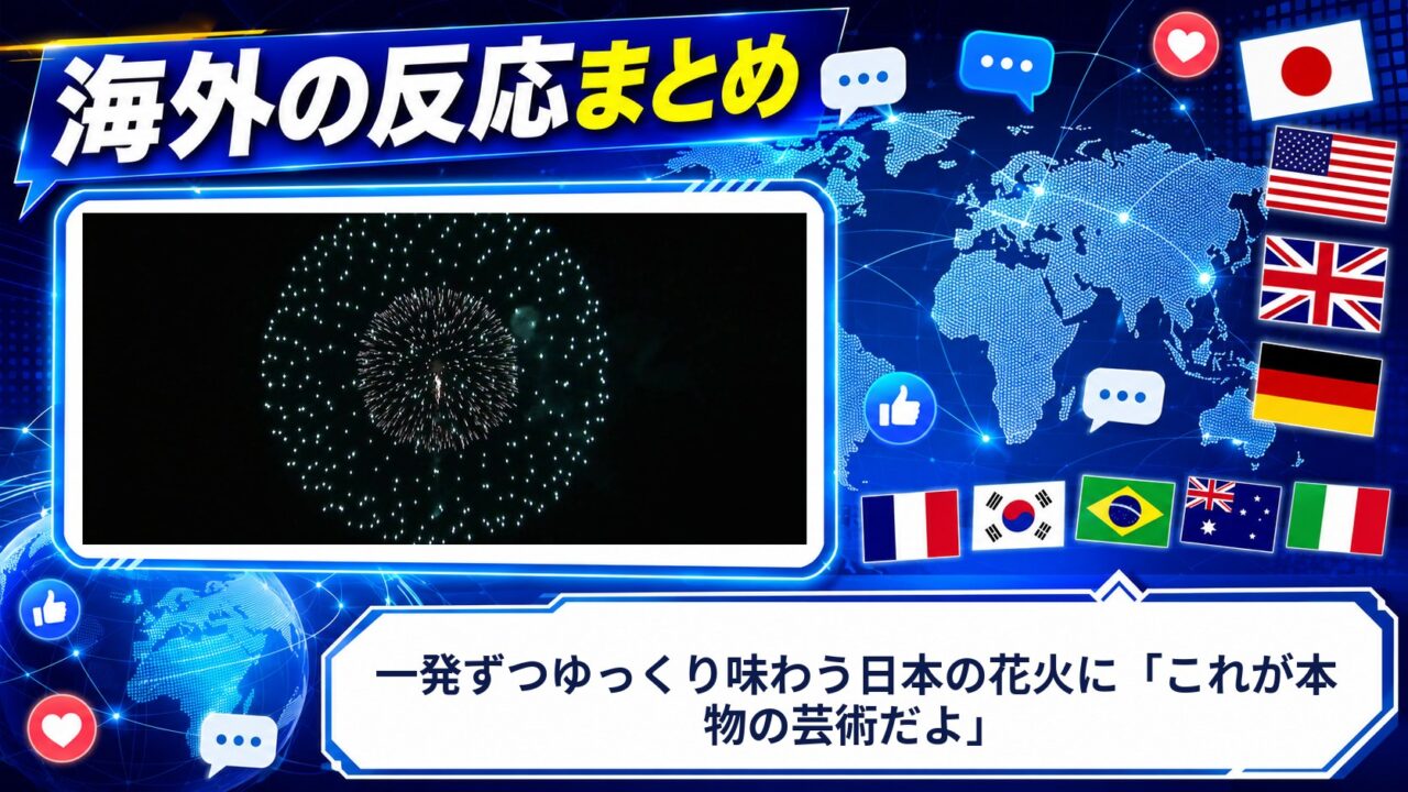 【海外の反応】一発ずつゆっくり味わう日本の花火に「これが本物の芸術だよ」