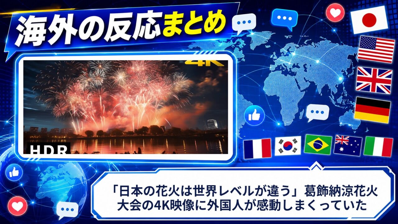 【海外の反応】「日本の花火は世界レベルが違う」葛飾納涼花火大会の4K映像に外国人が感動しまくっていた