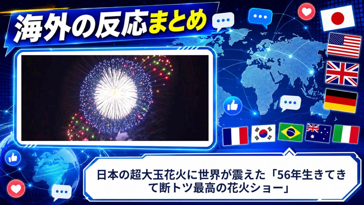 【海外の反応】日本の超大玉花火に世界が震えた「56年生きてきて断トツ最高の花火ショー」