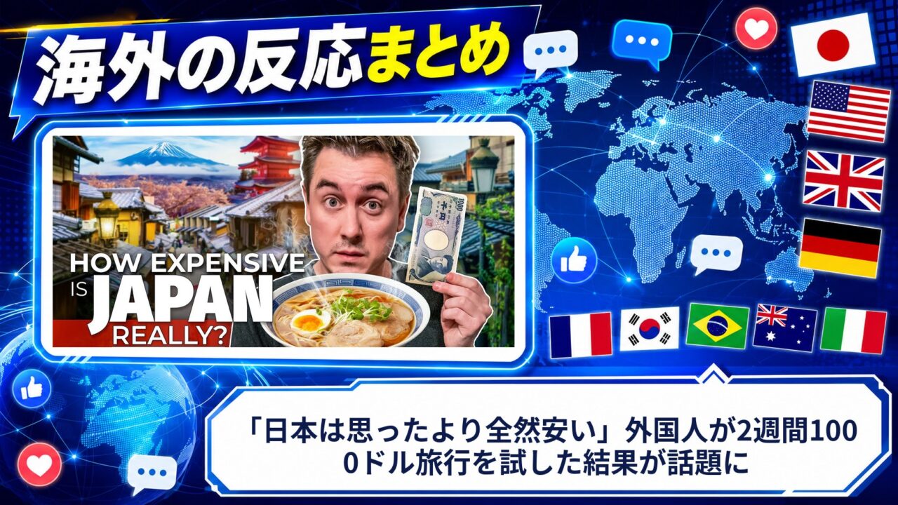 【海外の反応】「日本は思ったより全然安い」外国人が2週間1000ドル旅行を試した結果が話題に