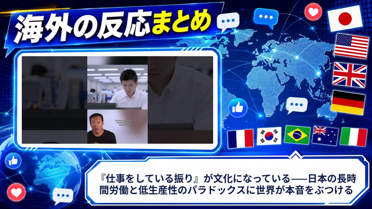 【海外の反応】『仕事をしている振り』が文化になっている——日本の長時間労働と低生産性のパラドックスに世界が本音をぶつける