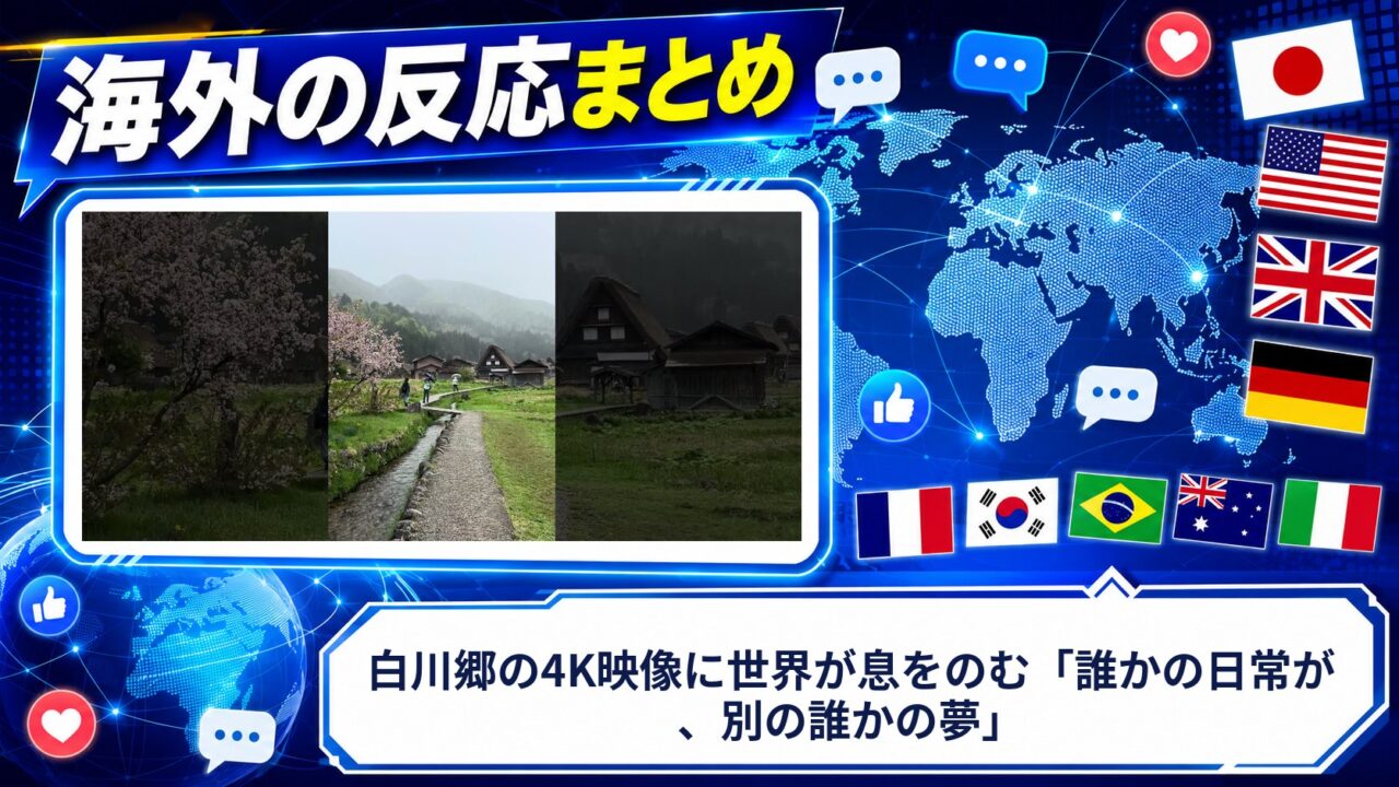 【海外の反応】白川郷の4K映像に世界が息をのむ「誰かの日常が、別の誰かの夢」