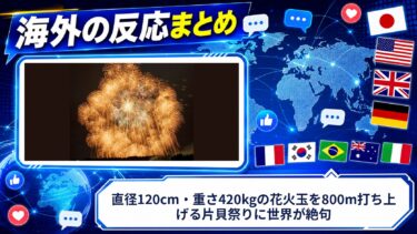 【海外の反応】直径120cm・重さ420kgの花火玉を800m打ち上げる片貝祭りに世界が絶句