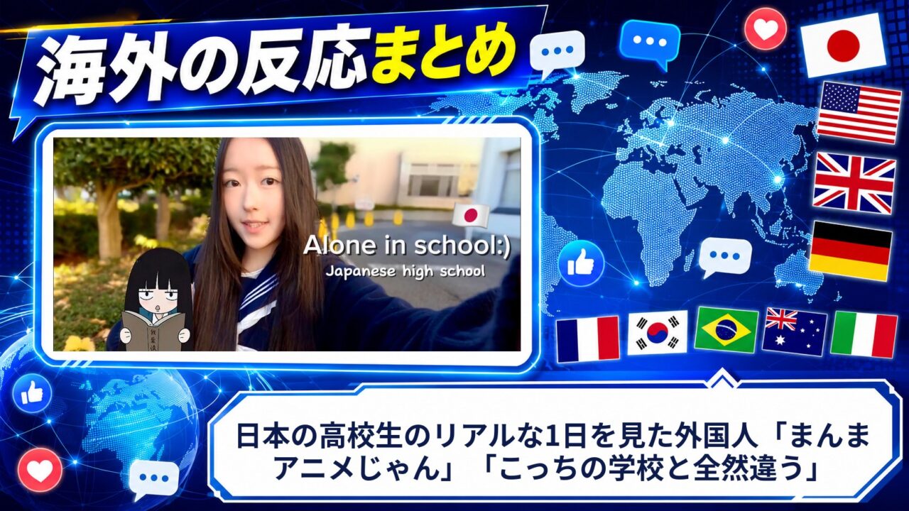 【海外の反応】日本の高校生のリアルな1日を見た外国人「まんまアニメじゃん」「こっちの学校と全然違う」