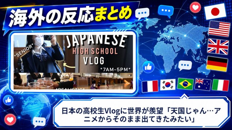 【海外の反応】日本の高校生Vlogに世界が羨望「天国じゃん…アニメからそのまま出てきたみたい」