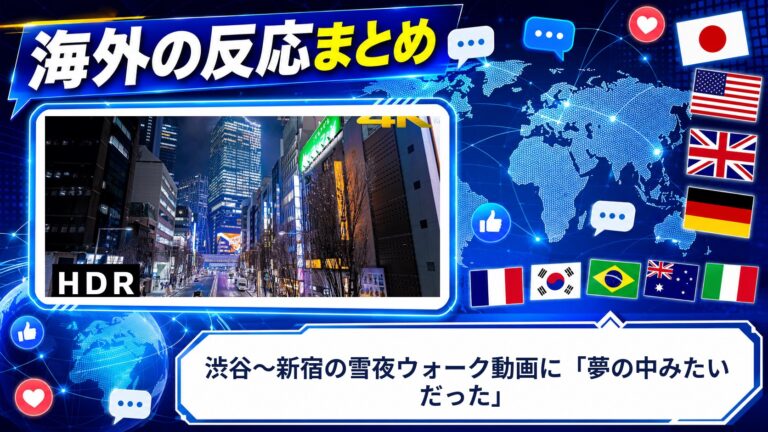 【海外の反応】渋谷〜新宿の雪夜ウォーク動画に「夢の中みたいだった」