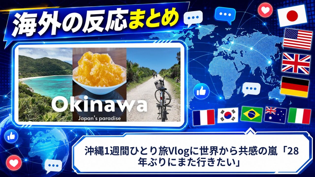 【海外の反応】沖縄1週間ひとり旅Vlogに世界から共感の嵐「28年ぶりにまた行きたい」