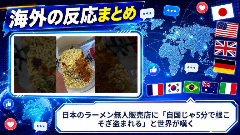 【海外の反応】日本のラーメン無人販売店に「自国じゃ5分で根こそぎ盗まれる」と世界が嘆く