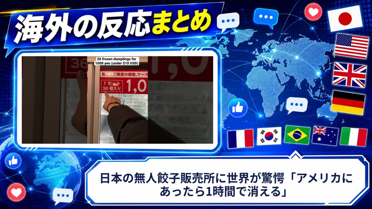 【海外の反応】日本の無人餃子販売所に世界が驚愕「アメリカにあったら1時間で消える」