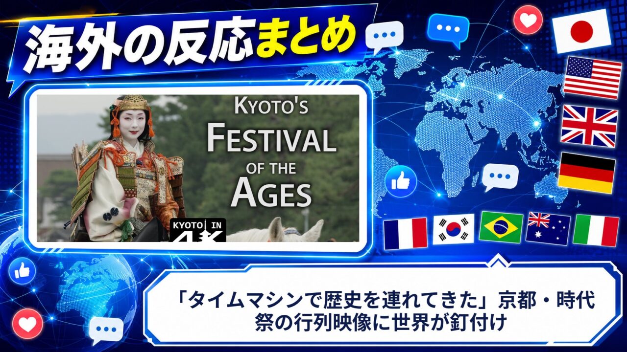 【海外の反応】「タイムマシンで歴史を連れてきた」京都・時代祭の行列映像に世界が釘付け