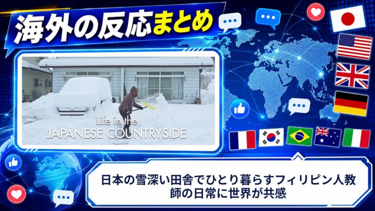 【海外の反応】日本の雪深い田舎でひとり暮らすフィリピン人教師の日常に世界が共感