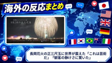 【海外の反応】長岡花火の正三尺玉に世界が震えた「これは芸術だ」「観客の静けさに驚いた」
