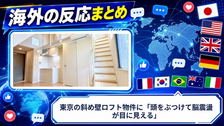 【海外の反応】東京の斜め壁ロフト物件に「頭をぶつけて脳震盪が目に見える」