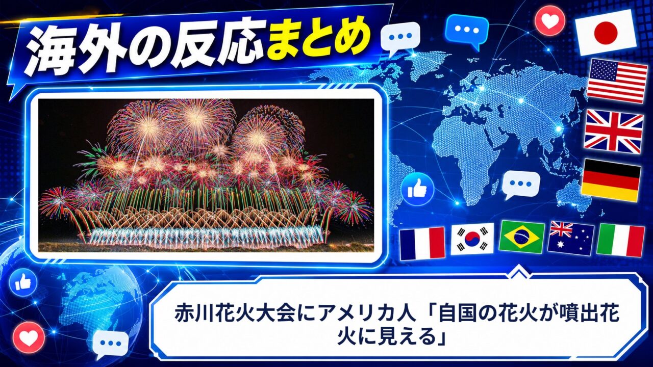 【海外の反応】赤川花火大会にアメリカ人「自国の花火が噴出花火に見える」