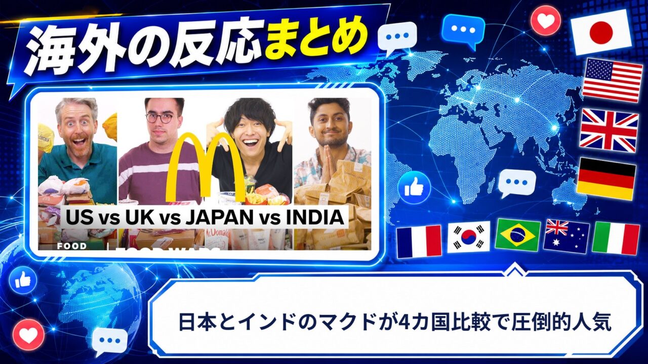 【海外の反応】日本とインドのマクドが4カ国比較で圧倒的人気