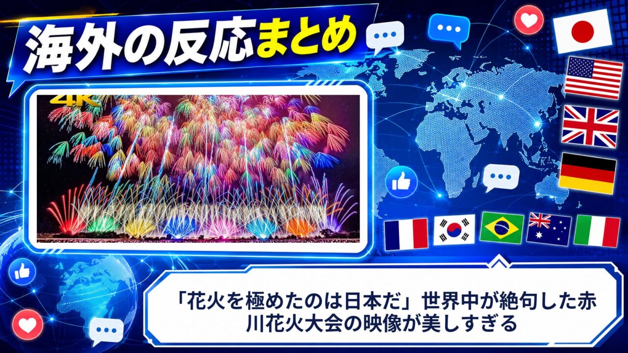 【海外の反応】「花火を極めたのは日本だ」世界中が絶句した赤川花火大会の映像が美しすぎる